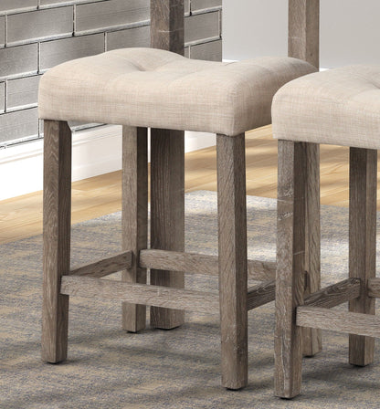 Sora Button Tufted Counter Height Saddle Stool, Set of 2, Taupe image 4