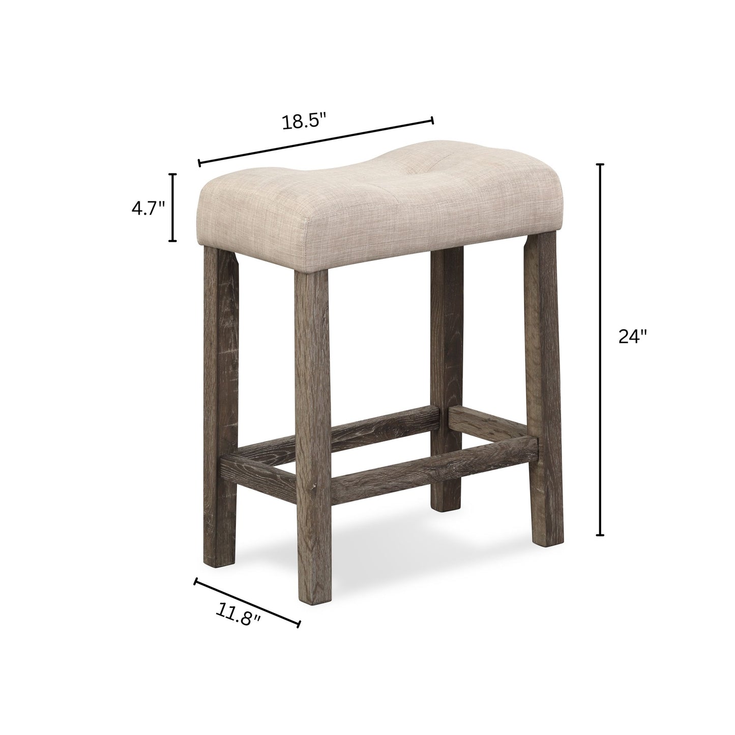 Sora Button Tufted Counter Height Saddle Stool, Set of 2, Taupe image 6
