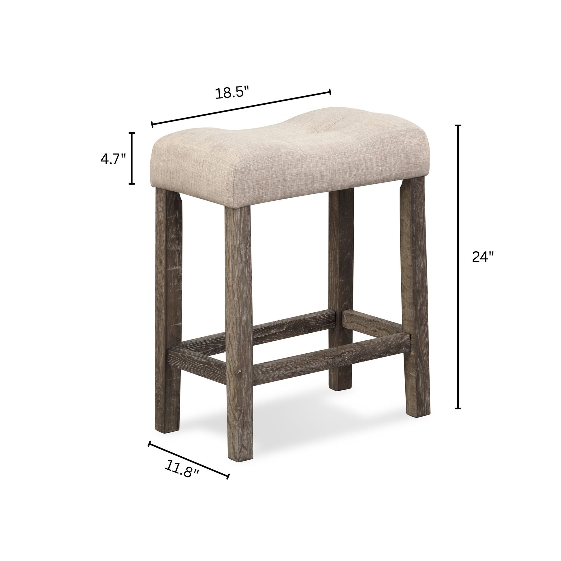 Sora Button Tufted Counter Height Saddle Stool, Set of 2, Taupe image 6