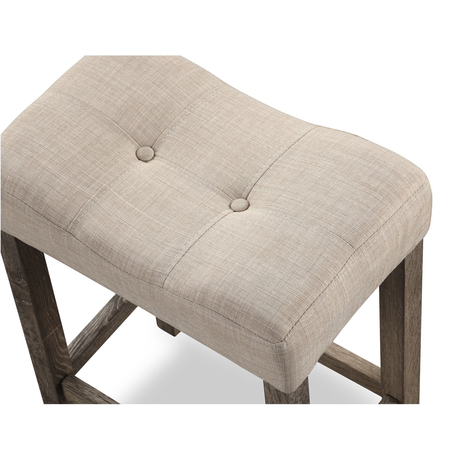 Sora Button Tufted Counter Height Saddle Stool, Set of 2, Taupe image 2