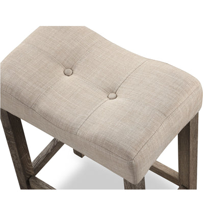 Sora Button Tufted Counter Height Saddle Stool, Set of 2, Taupe image 2