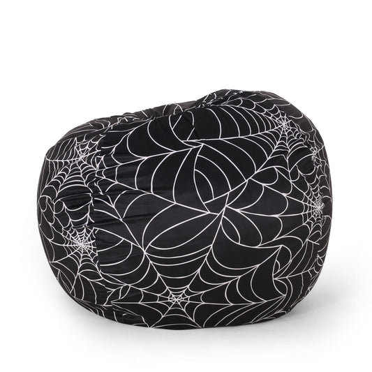 Spiderweb 3 Foot Halloween Bean Bag Black and White Front View