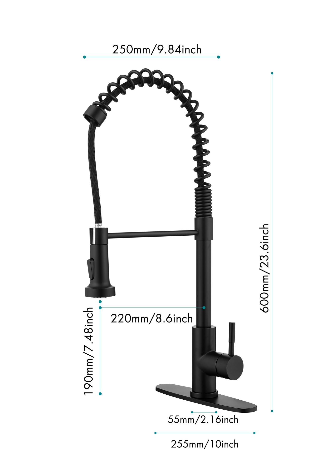 Spring kitchen faucet with pull-out sprayer, stainless steel single handle single hole kitchen sink faucet image 15