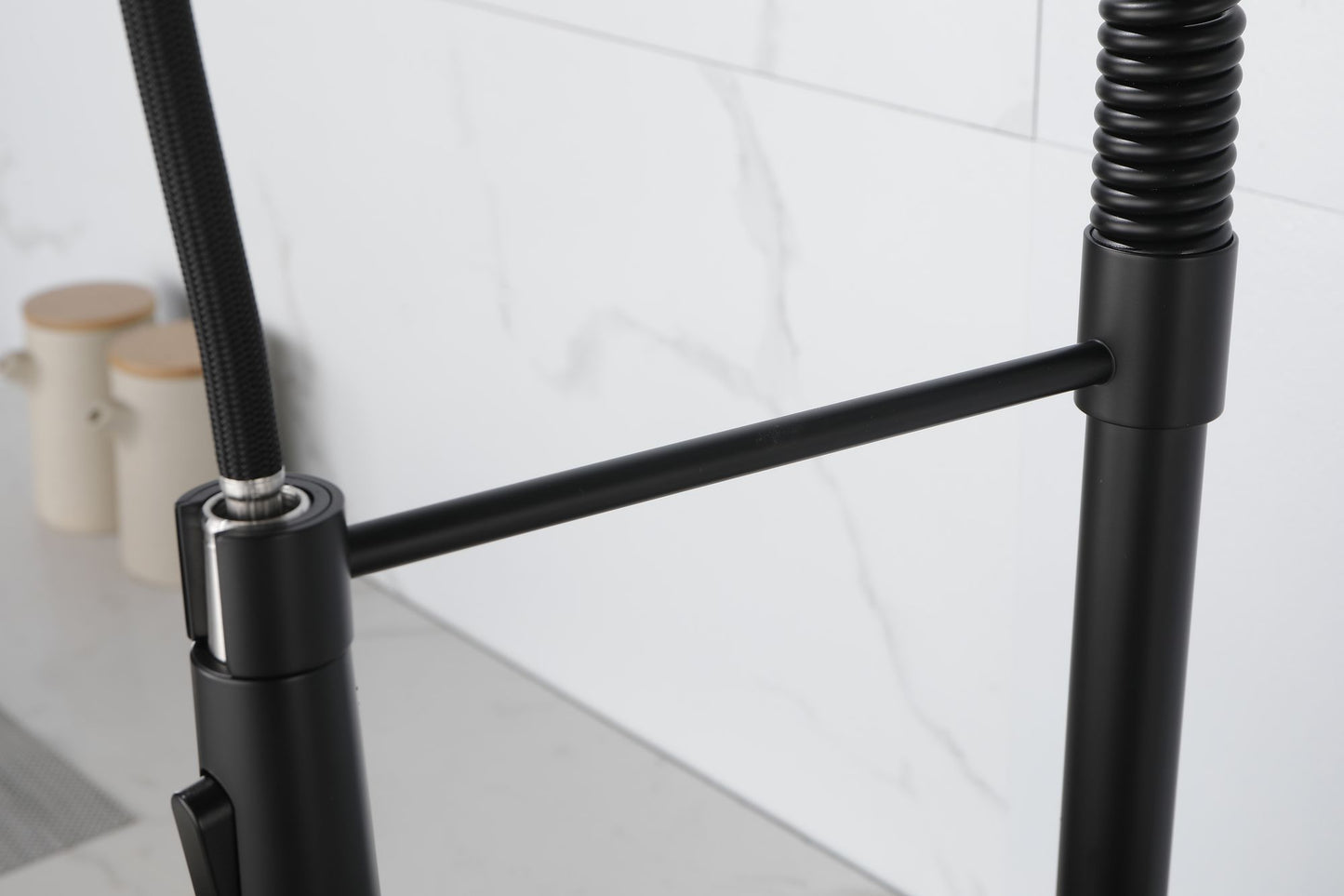 Spring kitchen faucet with pull-out sprayer, stainless steel single handle single hole kitchen sink faucet image 13