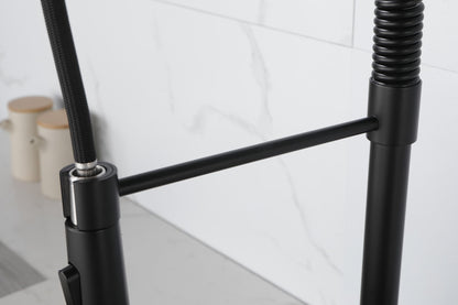 Spring kitchen faucet with pull-out sprayer, stainless steel single handle single hole kitchen sink faucet image 13