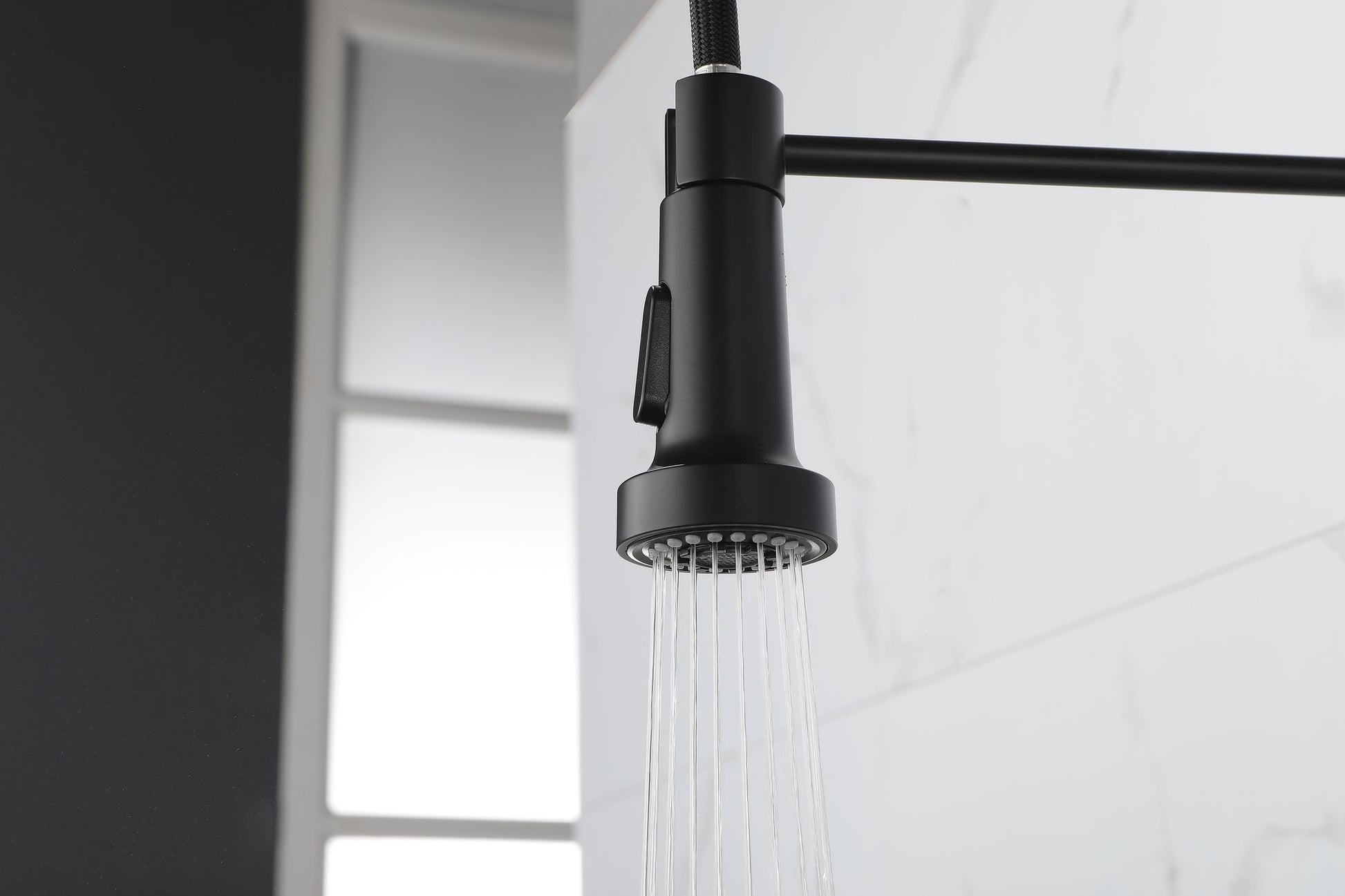 Spring kitchen faucet with pull-out sprayer, stainless steel single handle single hole kitchen sink faucet image 10
