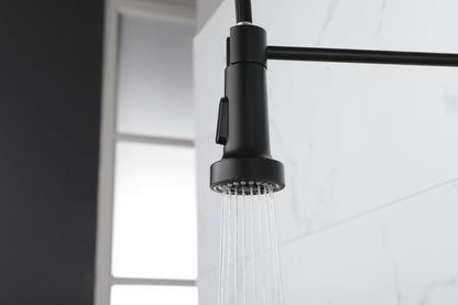 Spring kitchen faucet with pull-out sprayer, stainless steel single handle single hole kitchen sink faucet image 10