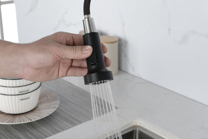 Spring kitchen faucet with pull-out sprayer, stainless steel single handle single hole kitchen sink faucet image 11
