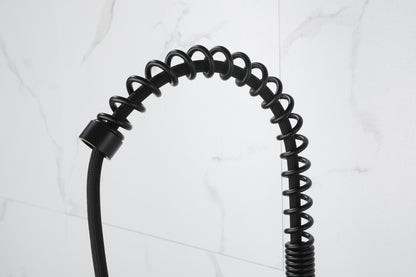 Spring kitchen faucet with pull-out sprayer, stainless steel single handle single hole kitchen sink faucet image 14