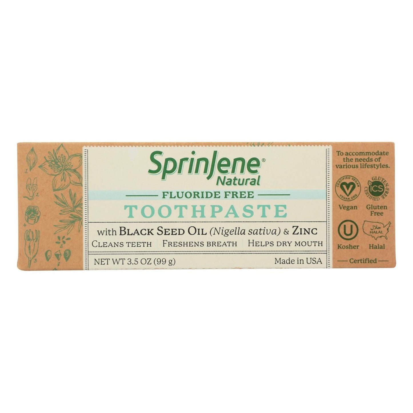 Sprinjene Natural - Toothpaste W/o Fluoride - 1 Each - 3.5 Oz image 1