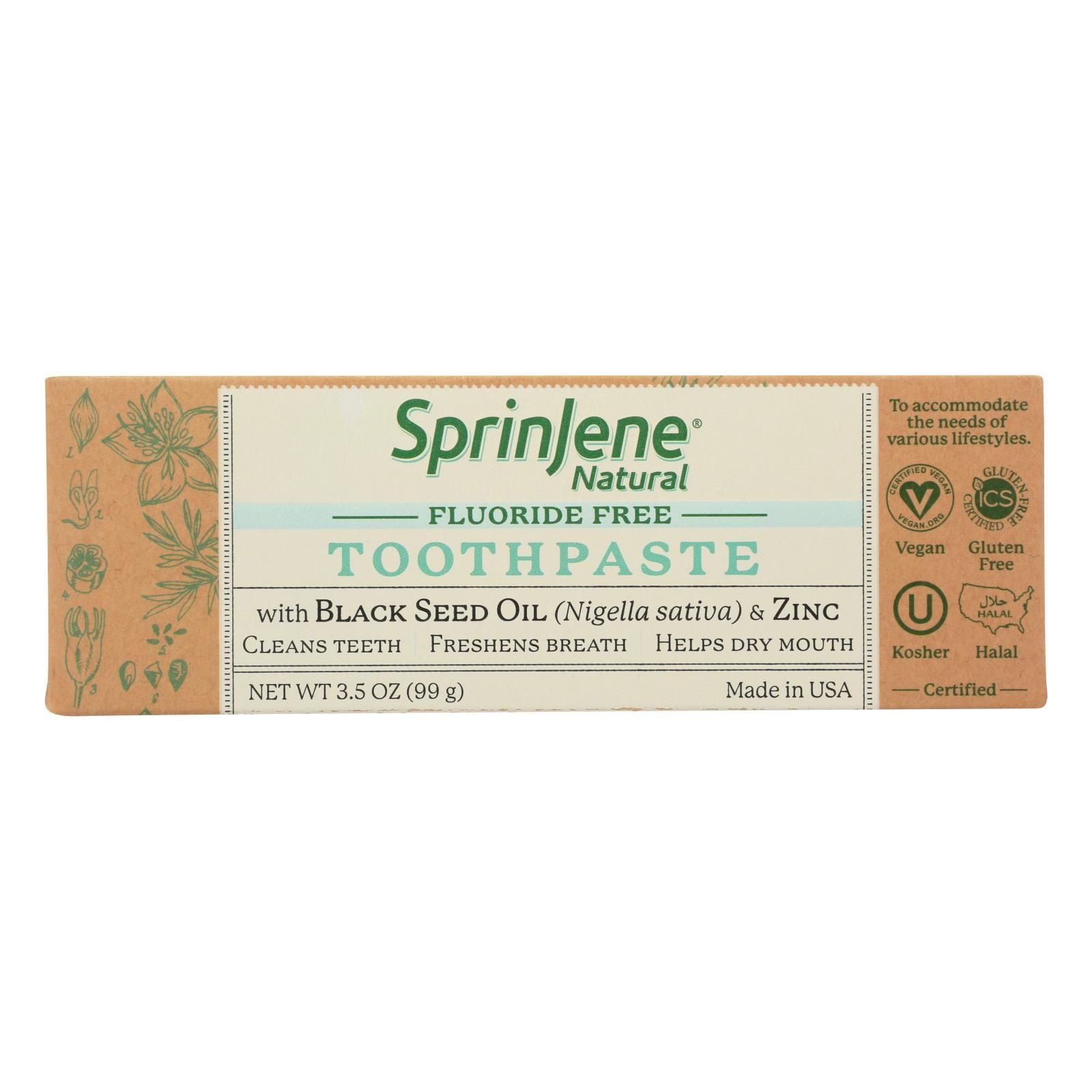 Sprinjene Natural - Toothpaste W/o Fluoride - 1 Each - 3.5 Oz image 1