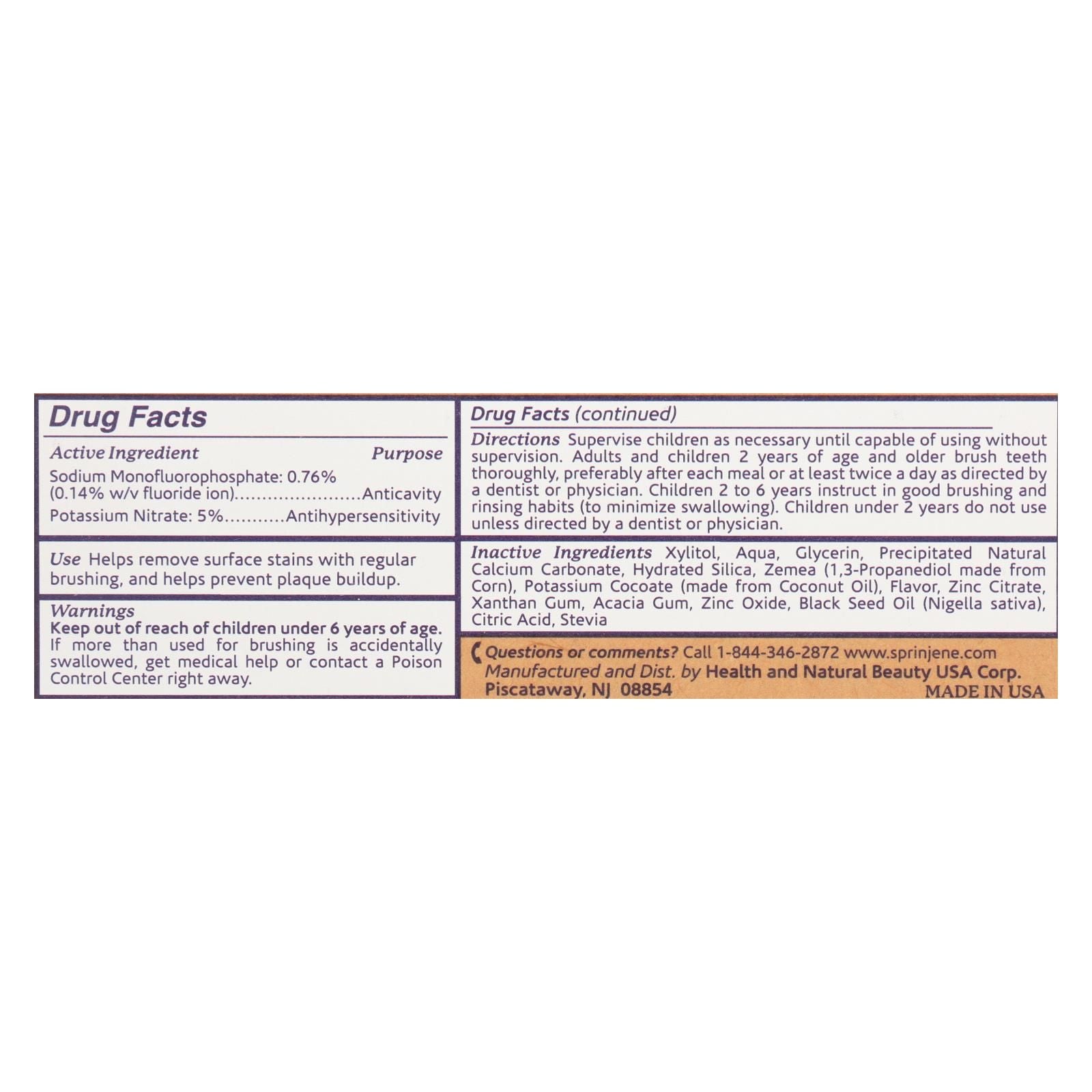 Sprinjene Natural Toothpaste - Sensative - Flouride - 3.5 Oz image 2