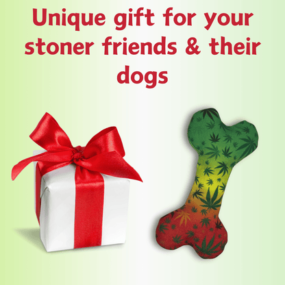Stoned to da Bone, Cute Stuffed Rasta Leaf Bone Dog Toy, Funny Squeaky Weed Toy, Cool Plush Novelty 420 Gift for for Pup image 5