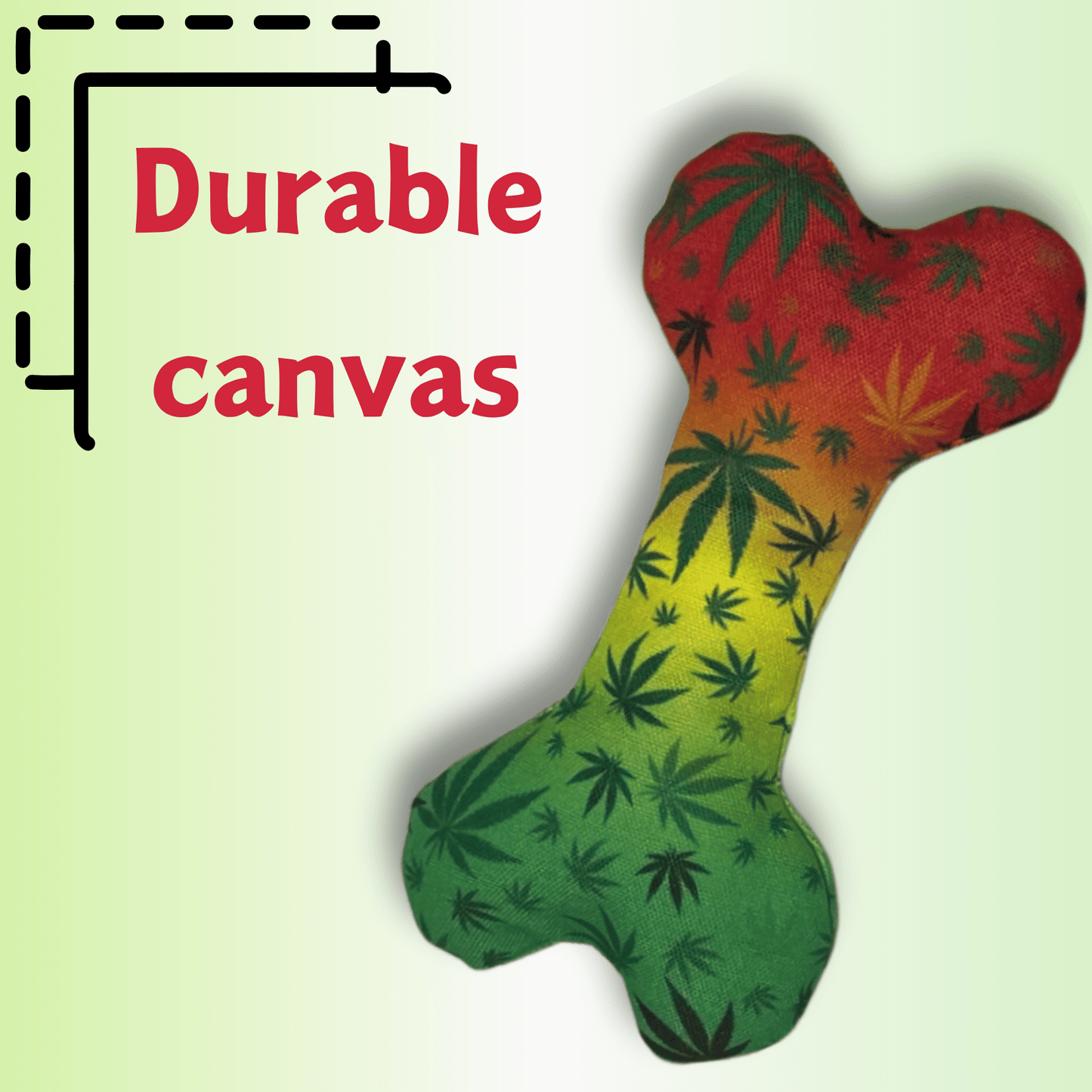 Stoned to da Bone, Cute Stuffed Rasta Leaf Bone Dog Toy, Funny Squeaky Weed Toy, Cool Plush Novelty 420 Gift for for Pup image 4