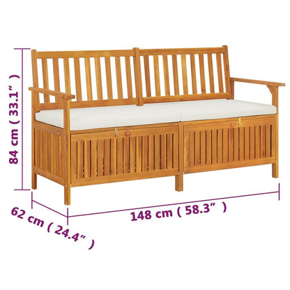 Storage Bench with Cushion 58.3" Solid Wood Acacia image 9