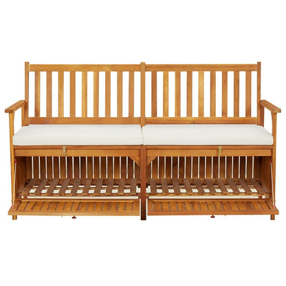 Storage Bench with Cushion 58.3" Solid Wood Acacia image 3
