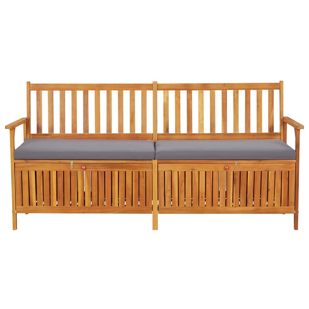 Storage Bench with Cushion 66.9" Solid Wood Acacia image 2