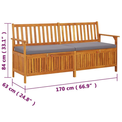 Storage Bench with Cushion 66.9" Solid Wood Acacia image 8