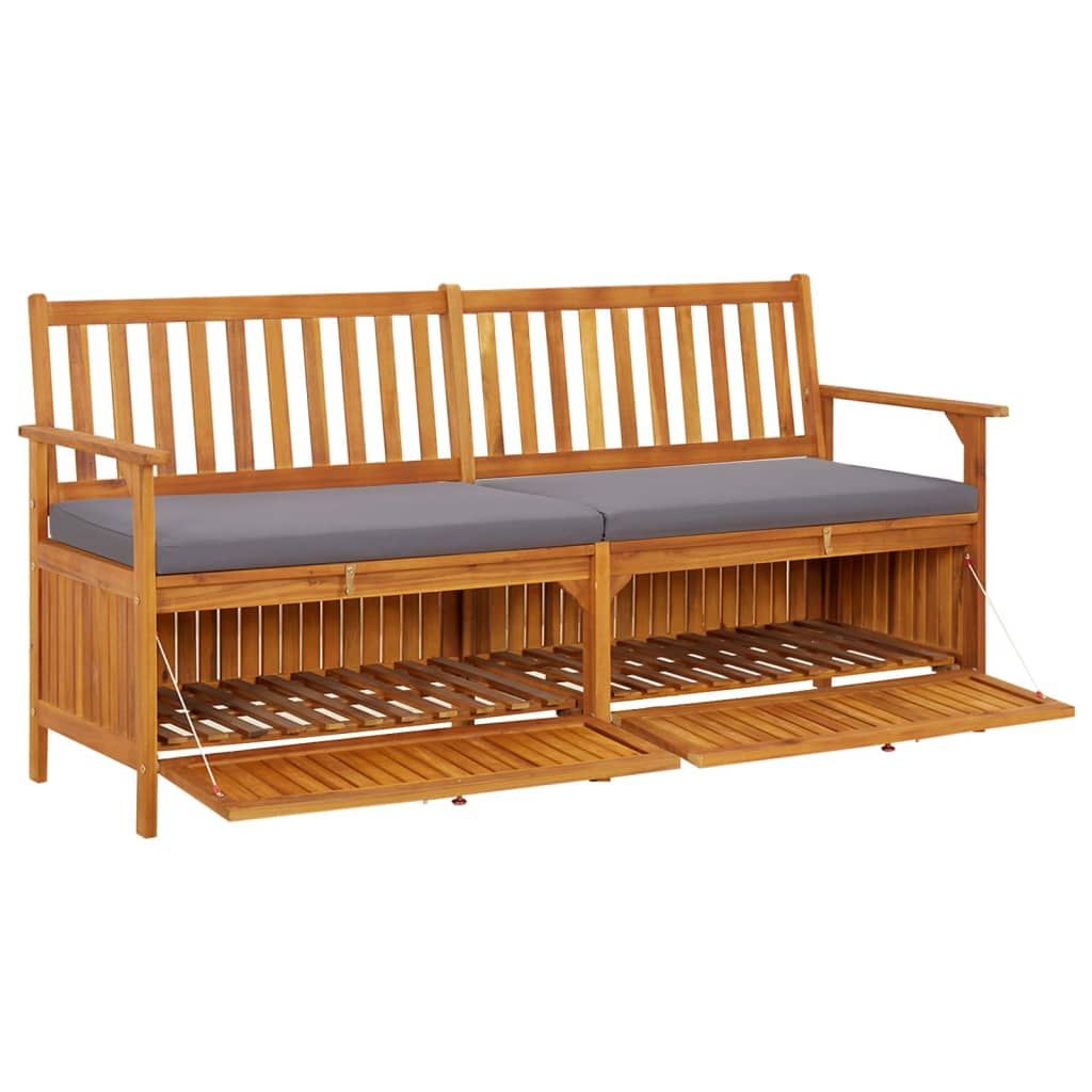 Storage Bench with Cushion 66.9" Solid Wood Acacia image 5