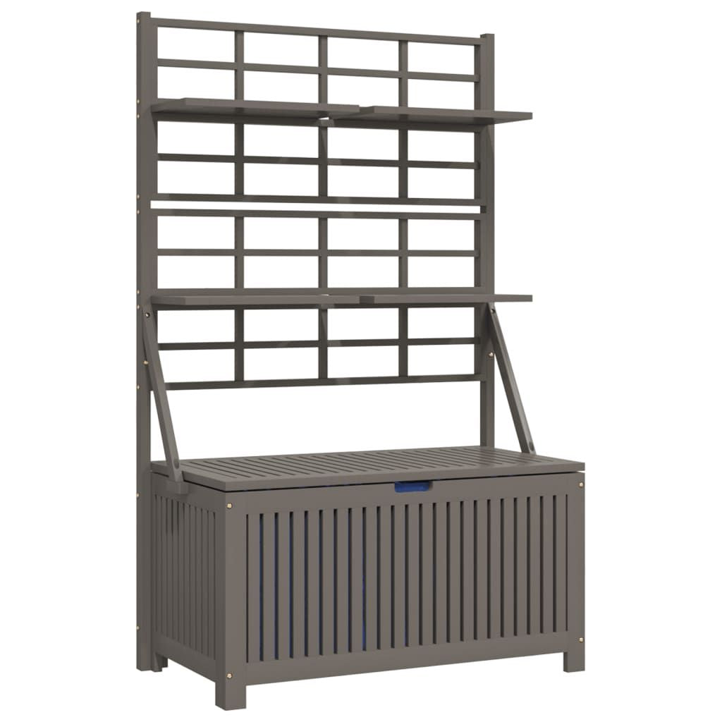 Storage Box with Trellis Gray 39"x19.7"x63" Solid Wood Acacia image 2