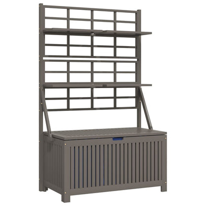 Storage Box with Trellis Gray 39"x19.7"x63" Solid Wood Acacia image 2
