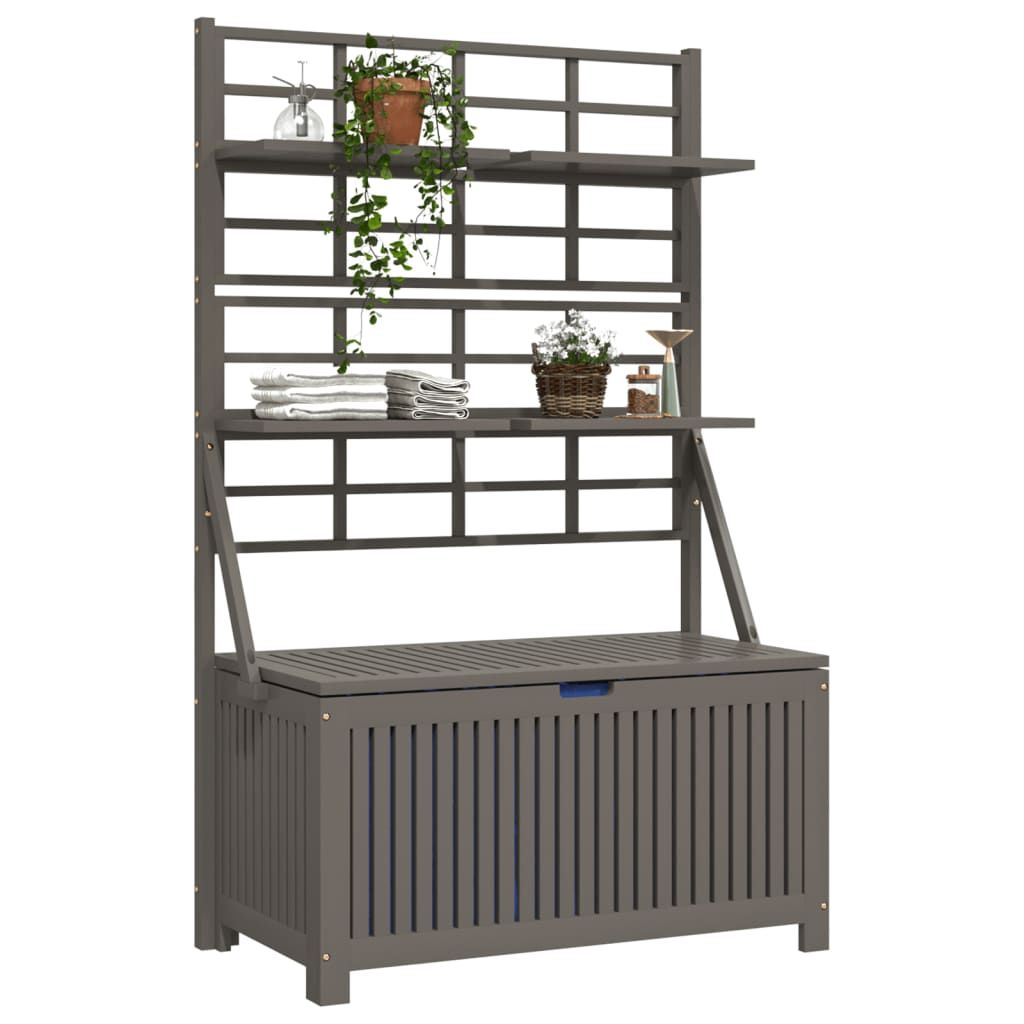 Storage Box with Trellis Gray 39"x19.7"x63" Solid Wood Acacia image 3