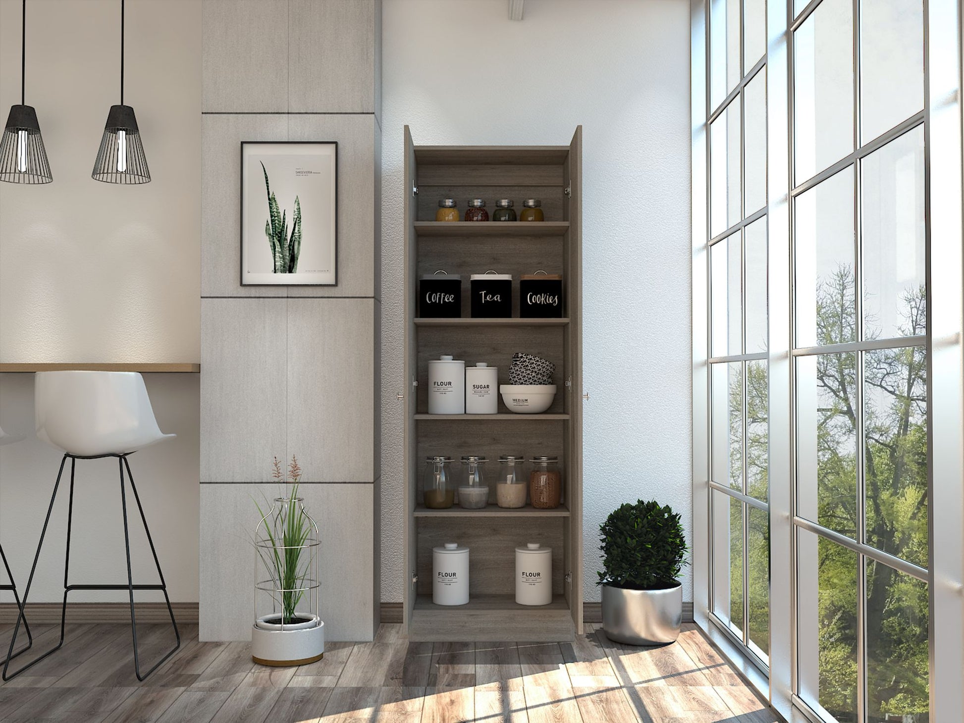 Storage Cabinet Pipestone, Double Door, Light Gray Finish image 12