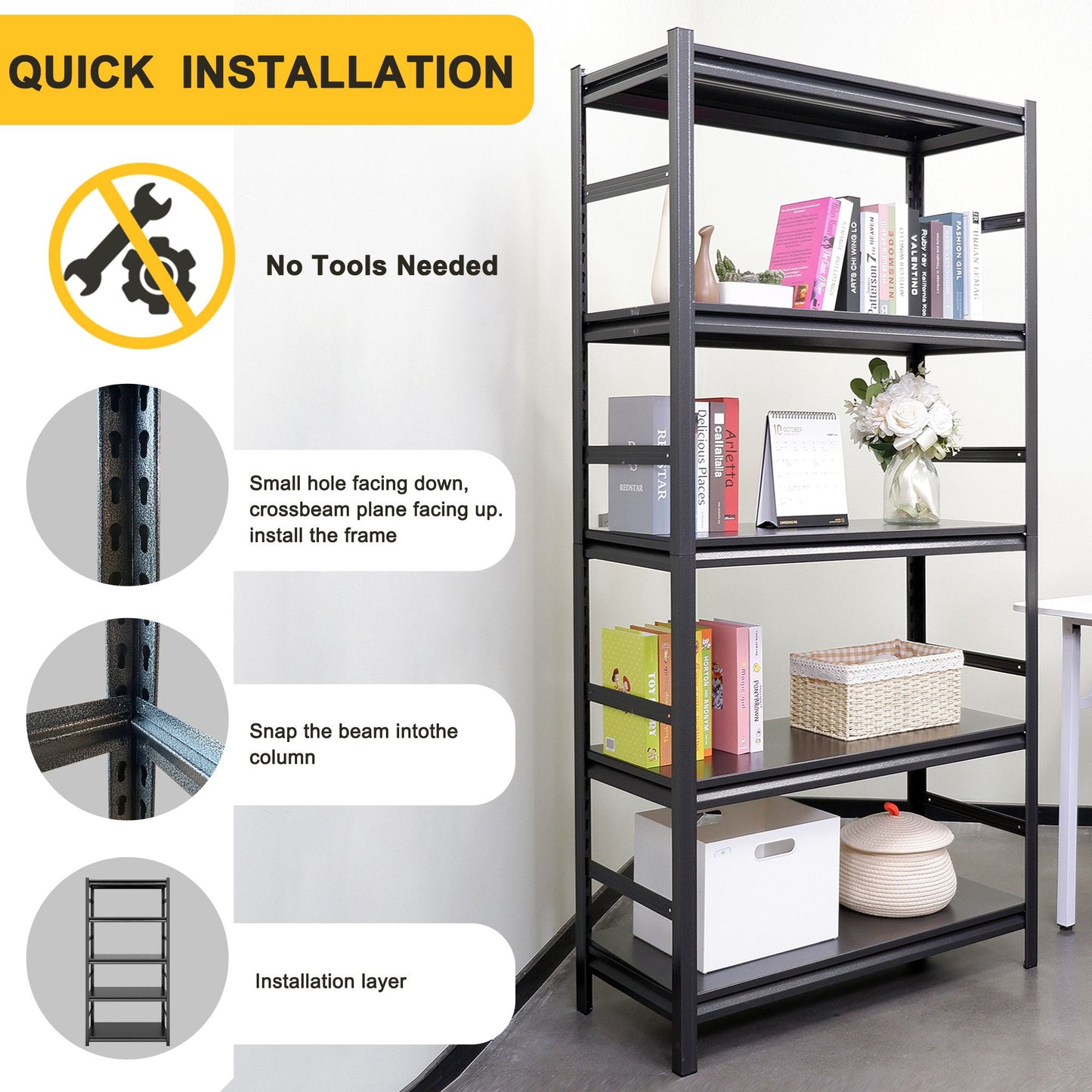 Storage Shelves 5 Tier Heavy Duty Metal Shelving Unit Adjustable Shelving Units and Storage Rack Kitchen Garage Shelf H7 image 15