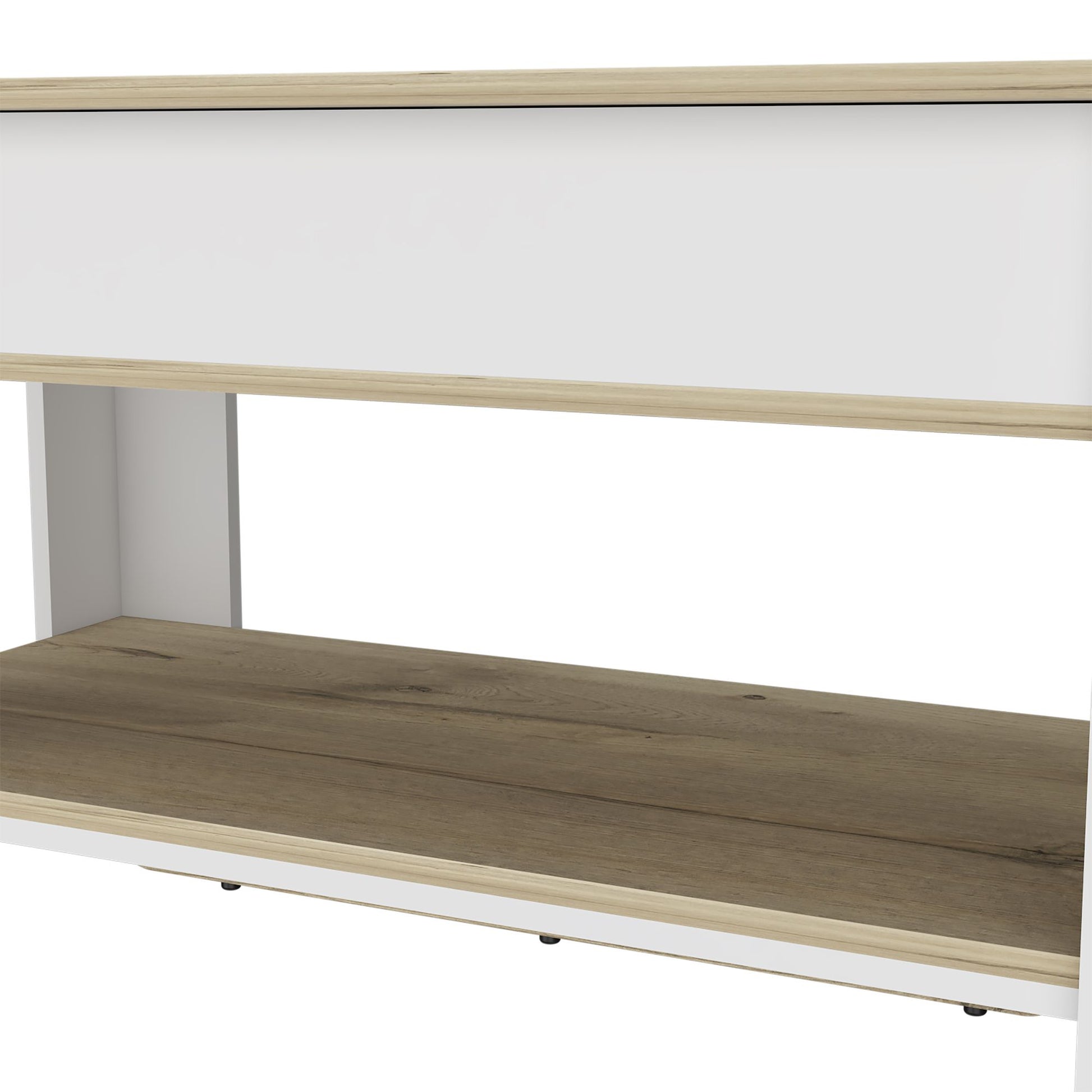 Storage Table Polgon, Extendable Table Shelf, Lower Shelf, Light Oak / White Finish image 6