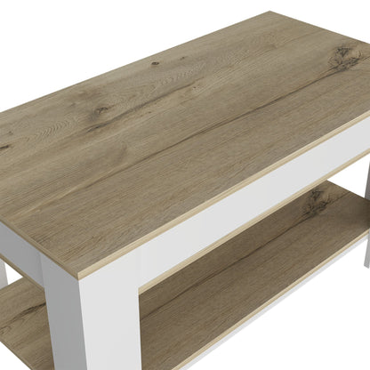 Storage Table Polgon, Extendable Table Shelf, Lower Shelf, Light Oak / White Finish image 5