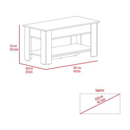 Storage Table Polgon, Extendable Table Shelf, Lower Shelf, Light Oak / White Finish image 11