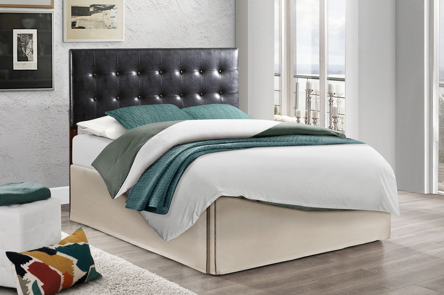 Stylish Black Upholstered Headboard For Bedrooms image 2