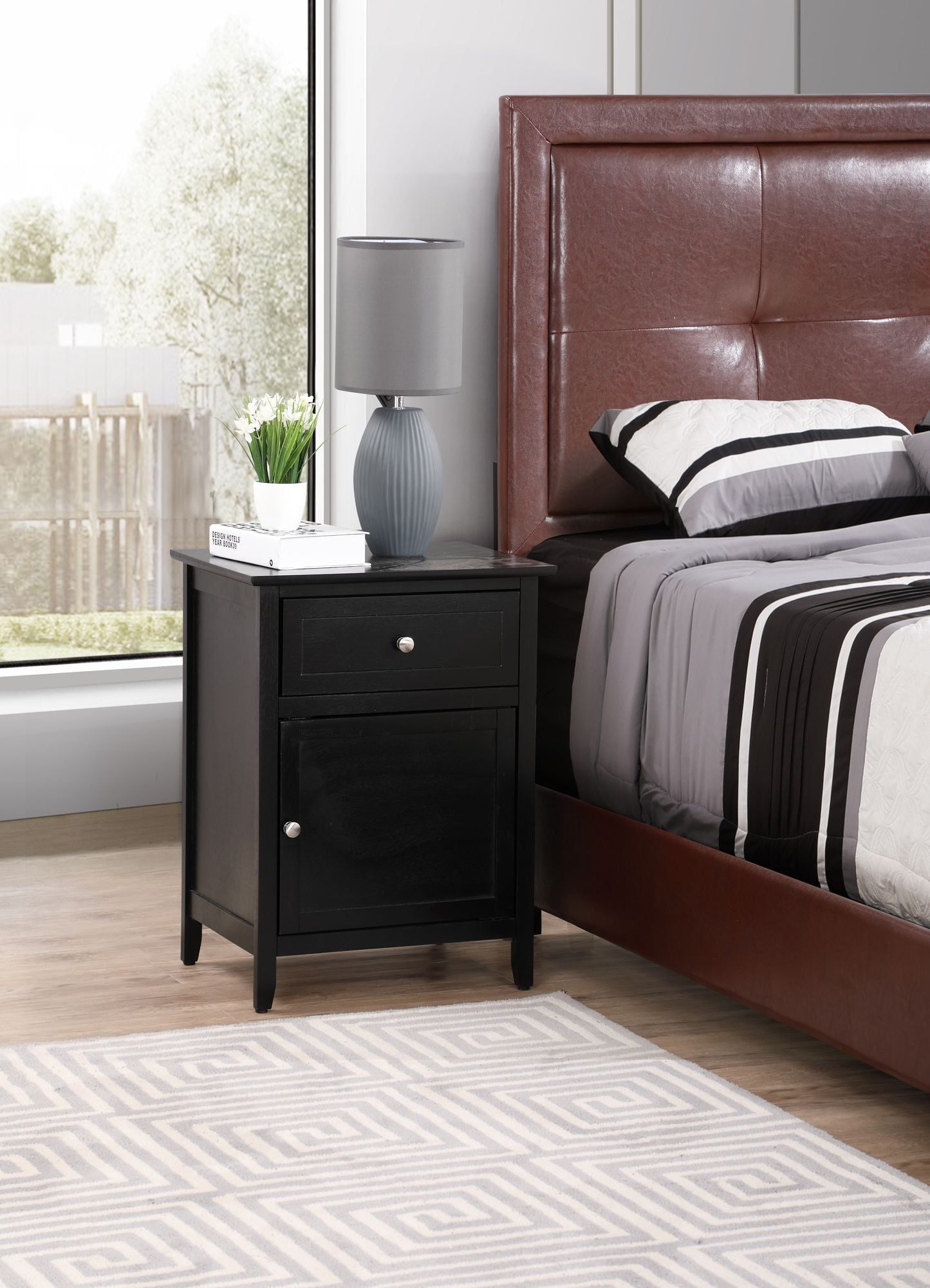 Stylish Transitional Black Nightstand For Bedrooms image 1