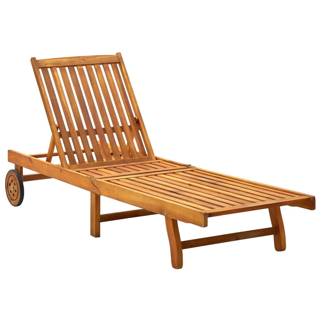 Sun Lounger Solid Acacia Wood image 1