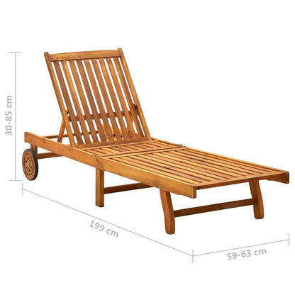 Sun Lounger Solid Acacia Wood image 8