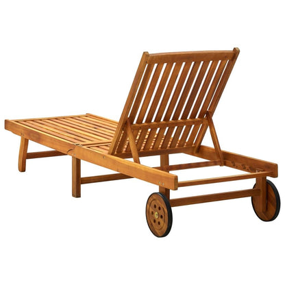 Sun Lounger Solid Acacia Wood image 3
