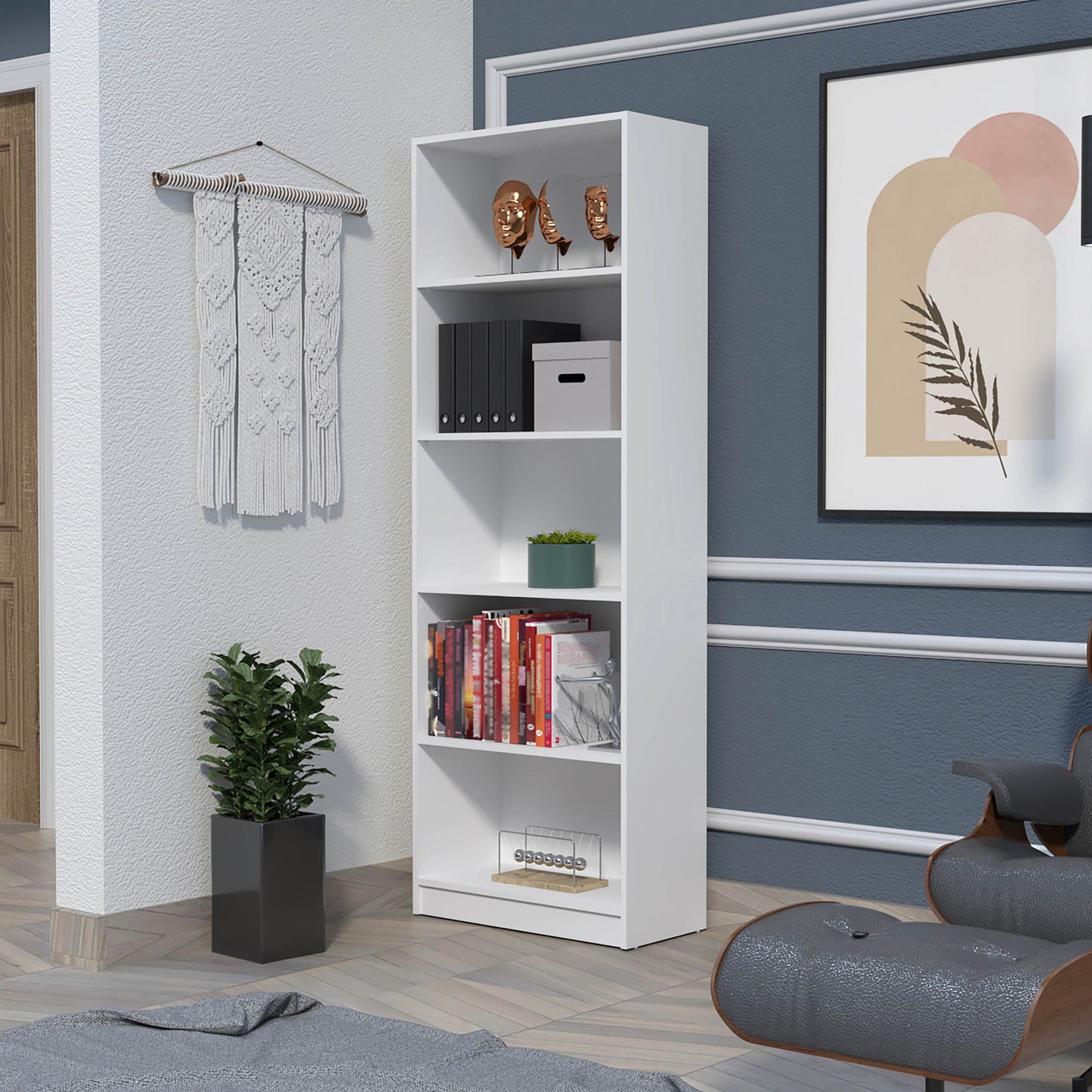 Sutton 4 Shelves Bookcase with Modern Storage Shelves image 1