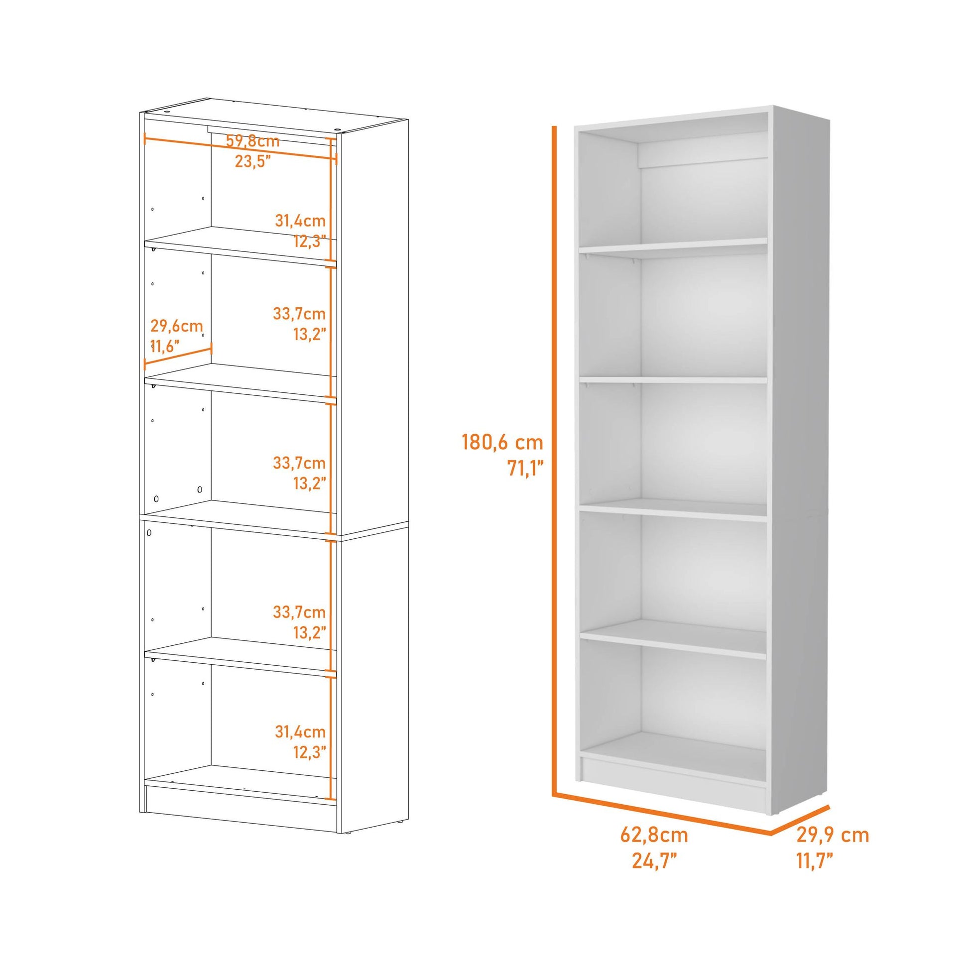 Sutton 4 Shelves Bookcase with Modern Storage Shelves image 3