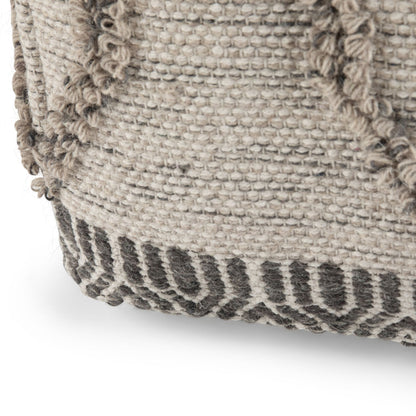 Sweeney 18 inch Wide Square Pouf in Grey and Natural Wool and Cotton image 4