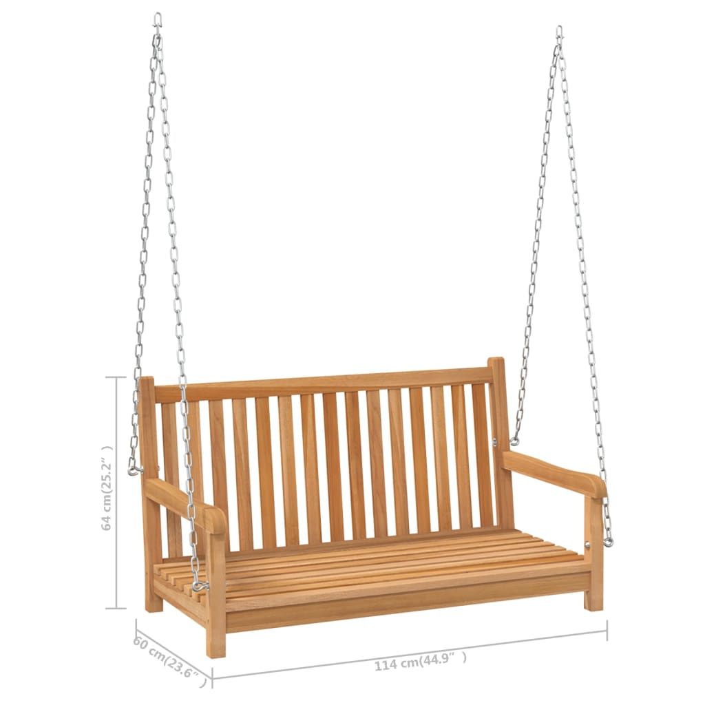 Swing Bench Solid Teak Wood 44.9"x23.6"x25.2 image 8