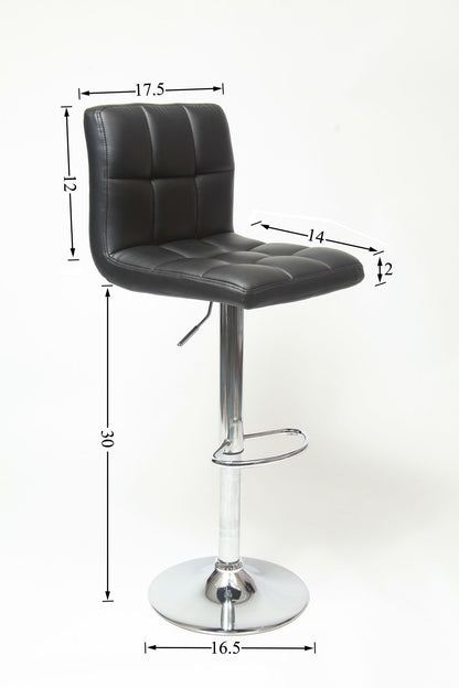 Swivel Faux Leather Adjustable Hydraulic Bar Stool, Set of 2, Gray image 6
