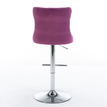 Swivel Velvet Barstools Adjusatble Seat Height from 25-33 Inch, Chrome base Bar Stools with Backs Comfortable Tufted for image 6