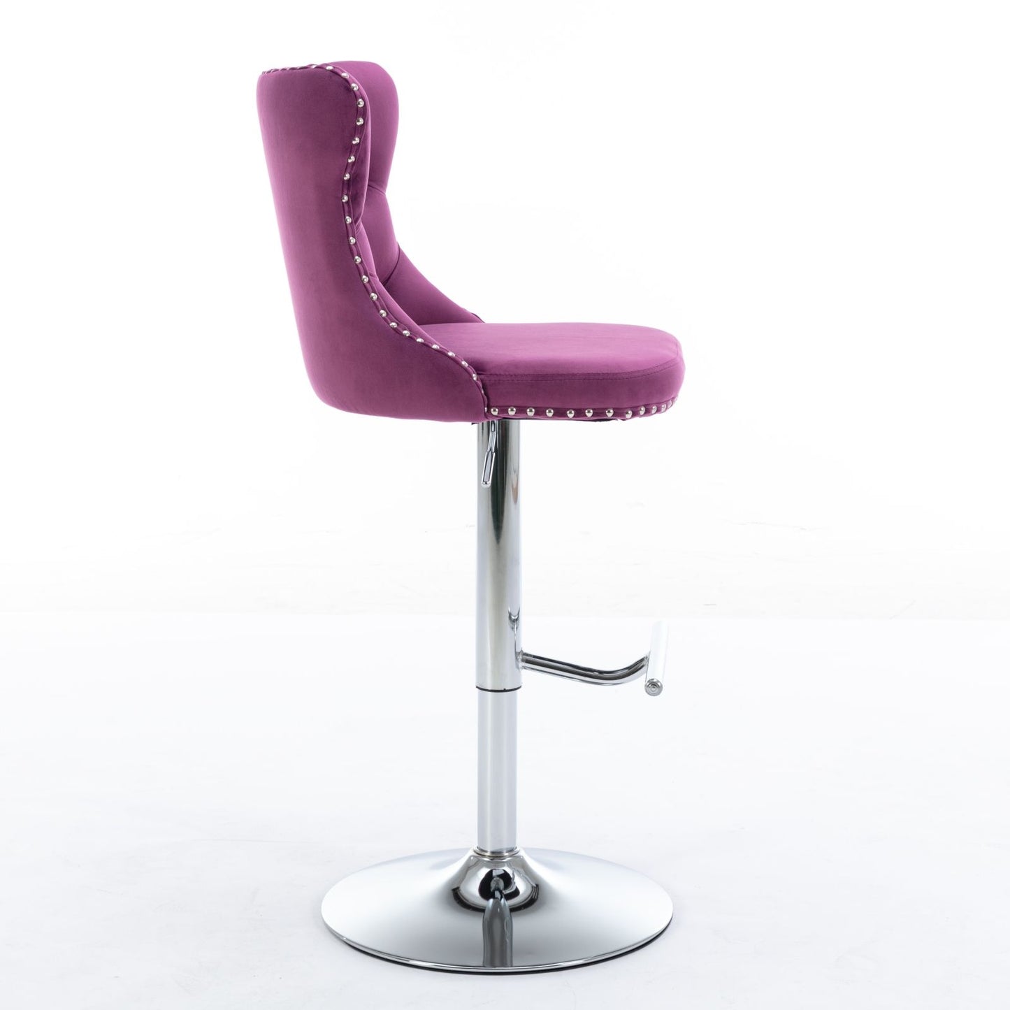 Swivel Velvet Barstools Adjusatble Seat Height from 25-33 Inch, Chrome base Bar Stools with Backs Comfortable Tufted for image 4