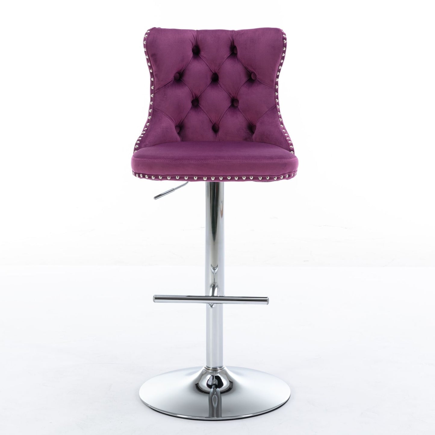 Swivel Velvet Barstools Adjusatble Seat Height from 25-33 Inch, Chrome base Bar Stools with Backs Comfortable Tufted for image 2