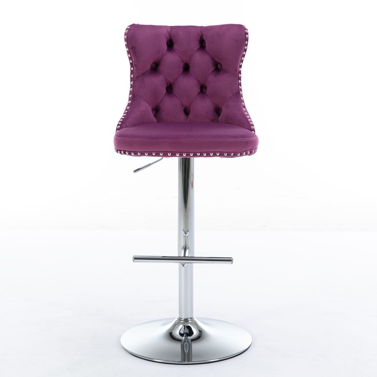 Swivel Velvet Barstools Adjusatble Seat Height from 25-33 Inch, Chrome base Bar Stools with Backs Comfortable Tufted for image 2