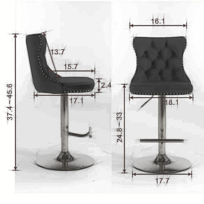 Swivel Velvet Barstools Adjusatble Seat Height from 25-33 Inch, Chrome base Bar Stools with Backs Comfortable Tufted for image 8