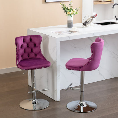 Swivel Velvet Barstools Adjusatble Seat Height from 25-33 Inch, Chrome base Bar Stools with Backs Comfortable Tufted for image 20