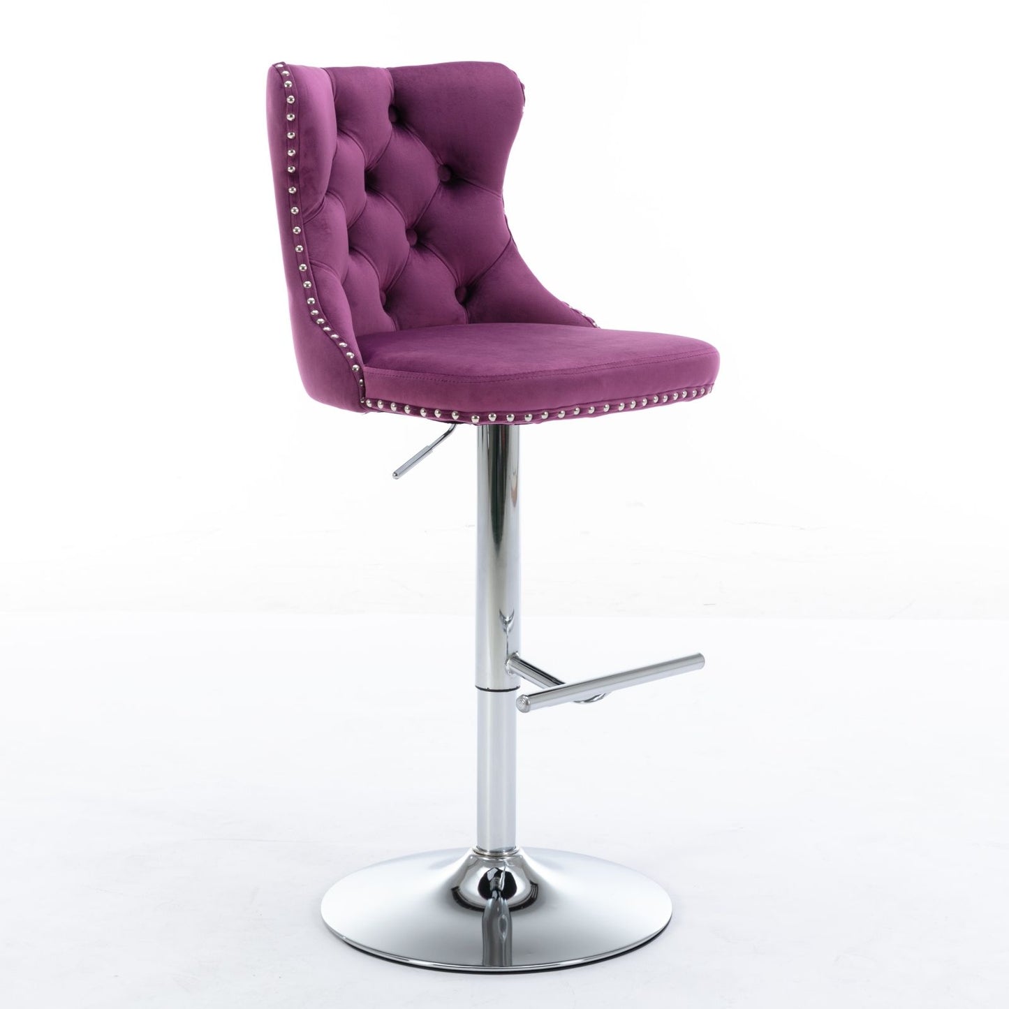 Swivel Velvet Barstools Adjusatble Seat Height from 25-33 Inch, Chrome base Bar Stools with Backs Comfortable Tufted for image 3