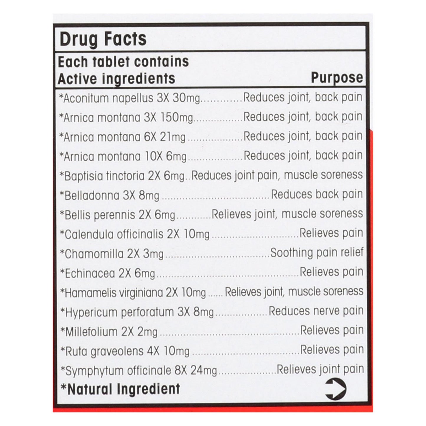 T-relief - Pain Relief Tablets - Arnica Plus 12 Natural Ingredients - 100 Tablets image 3
