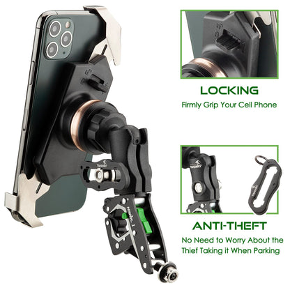 TAKEWAY Clampod HAWK1-PH05-ANV Motorcycle Phone Mount - Side View Showing Double Socket Arm